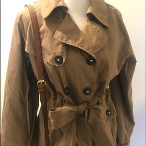 Ambition Tan Trench Coat Jacket Belted waist XL